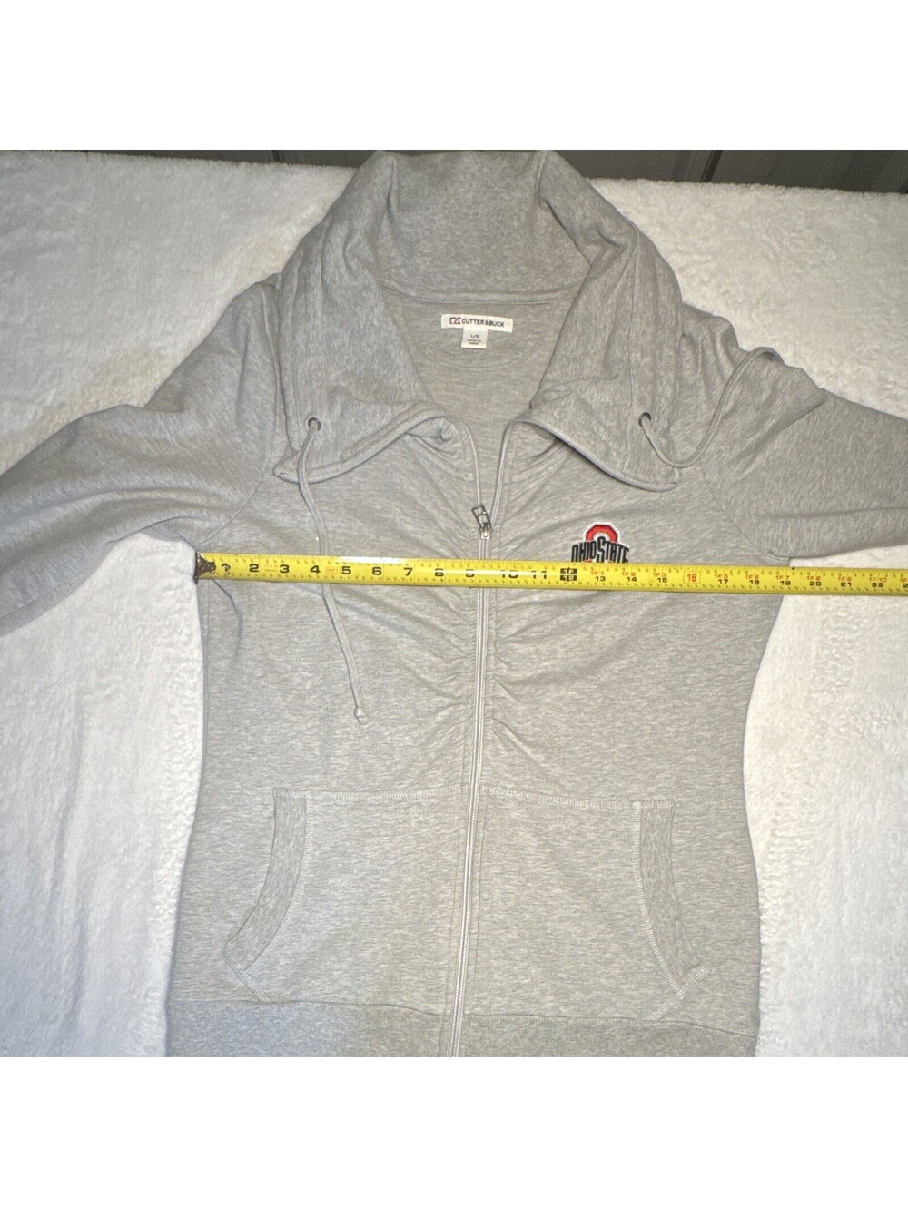 Cutter & Buck Ohio State Full Zip Hooded Fleece Hoodie Gray Women's L - Picture 7 of 8